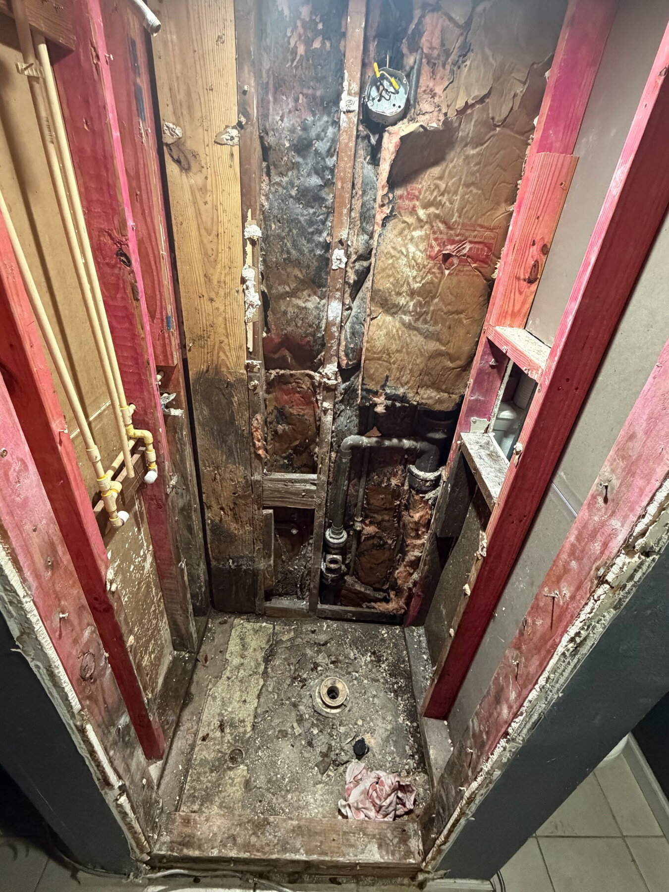 Bathroom torn down to studs for full demolition